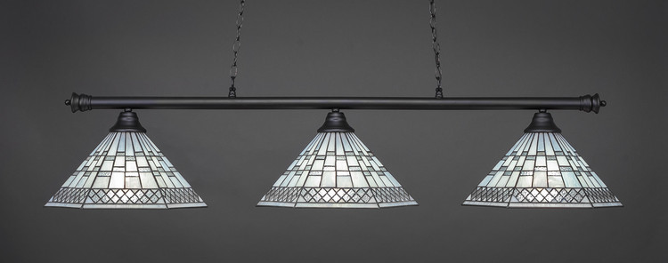Toltec Lighting - 373-MB-910 - Three Light Billiard Bar - Oxford - Matte Black