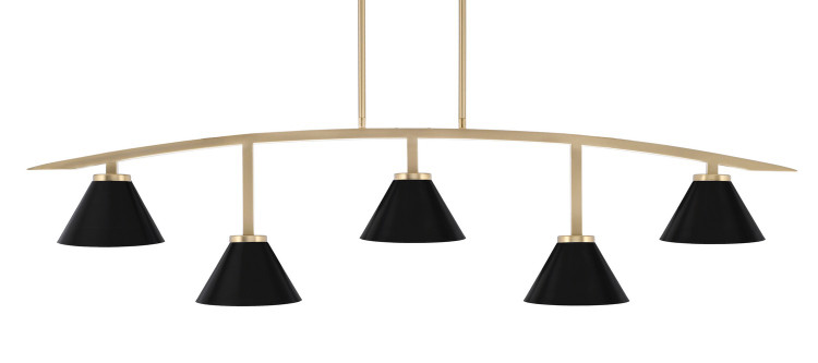 Toltec Lighting - 3745-NAB-421-MB - Five Light Billiard/Island - Kurve - New Age Brass