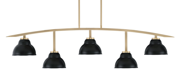 Toltec Lighting - 3745-NAB-427-MB - Five Light Billiard/Island - Kurve - New Age Brass