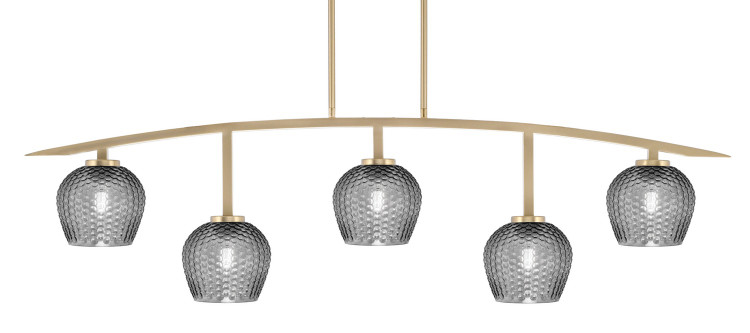 Toltec Lighting - 3745-NAB-4602 - Five Light Billiard/Island - Kurve - New Age Brass