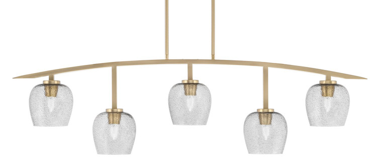 Toltec Lighting - 3745-NAB-4812 - Five Light Billiard/Island - Kurve - New Age Brass