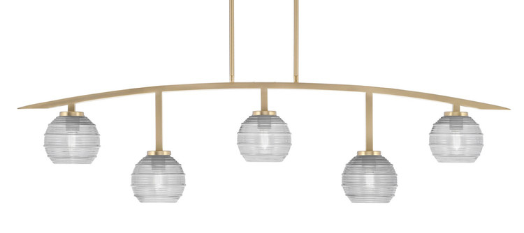 Toltec Lighting - 3745-NAB-5110 - Five Light Billiard/Island - Kurve - New Age Brass
