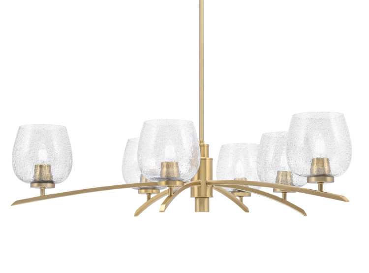 Toltec Lighting - 3746-NAB-4812 - Six Light Chandelier - Kurve - New Age Brass