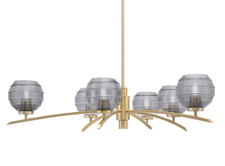 Toltec Lighting - 3746-NAB-5112 - Six Light Chandelier - Kurve - New Age Brass
