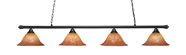 Toltec Lighting - 374-MB-58319 - Four Light Billiard - Oxford - Matte Black