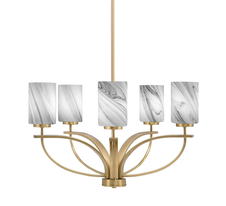 Toltec Lighting - 3905-NAB-3009 - Five Light Chandelier - Cavella - New Age Brass