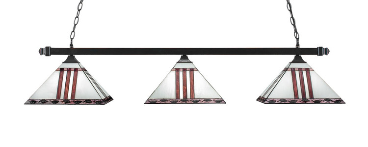 Toltec Lighting - 403-BC-958 - Three Light Billiard Bar - Square - Black Copper