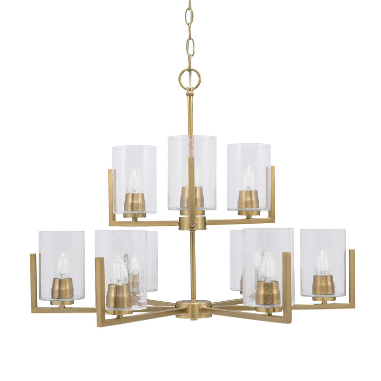 Toltec Lighting - 4509-NAB-300 - Nine Light Chandelier - Atlas - New Age Brass