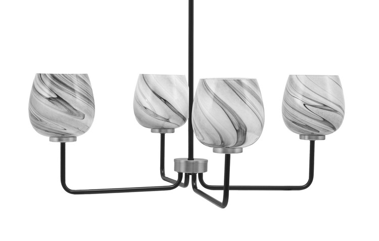 Toltec Lighting - 6204-MBGP-4819 - Four Light Chandelier - Sandia - Matte Black & Graphite
