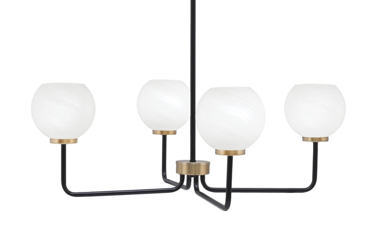 Toltec Lighting - 6204-MBNAB-4101 - Four Light Chandelier - Sandia - Matte Black & New Age Brass