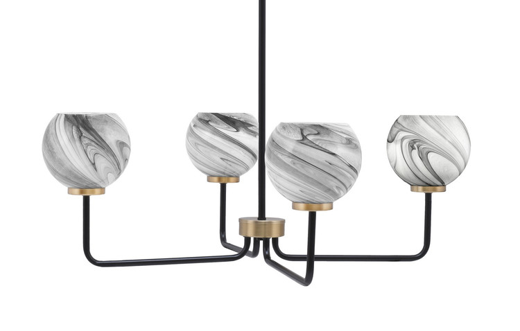 Toltec Lighting - 6204-MBNAB-4109 - Four Light Chandelier - Sandia - Matte Black & New Age Brass