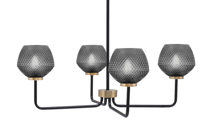 Toltec Lighting - 6204-MBNAB-4622 - Four Light Chandelier - Sandia - Matte Black & New Age Brass