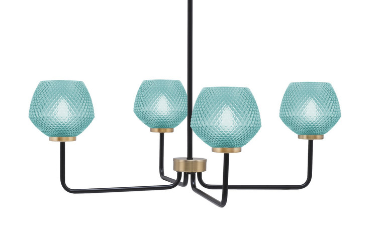 Toltec Lighting - 6204-MBNAB-4625 - Four Light Chandelier - Sandia - Matte Black & New Age Brass