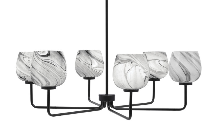 Toltec Lighting - 6206-MB-4819 - Six Light Chandelier - Sandia - Matte Black