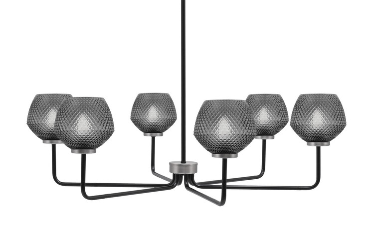 Toltec Lighting - 6206-MBGP-4622 - Six Light Chandelier - Sandia - Matte Black & Graphite