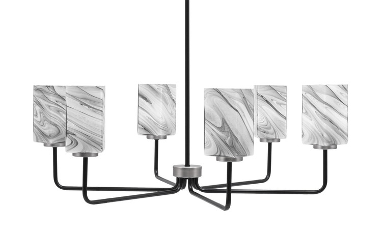 Toltec Lighting - 6206-MBGP-549 - Six Light Chandelier - Sandia - Matte Black & Graphite