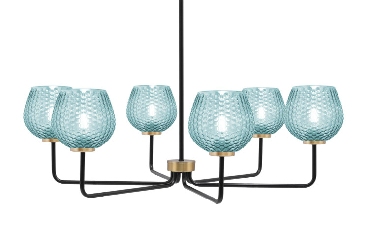 Toltec Lighting - 6206-MBNAB-4605 - Six Light Chandelier - Sandia - Matte Black & New Age Brass