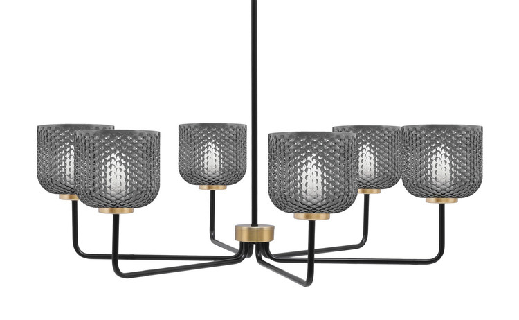 Toltec Lighting - 6206-MBNAB-4612 - Six Light Chandelier - Sandia - Matte Black & New Age Brass