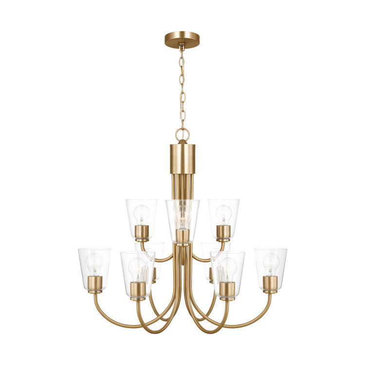 Generation Lighting - GLC1169SB - Nine Light Chandelier - Miles - Satin Brass
