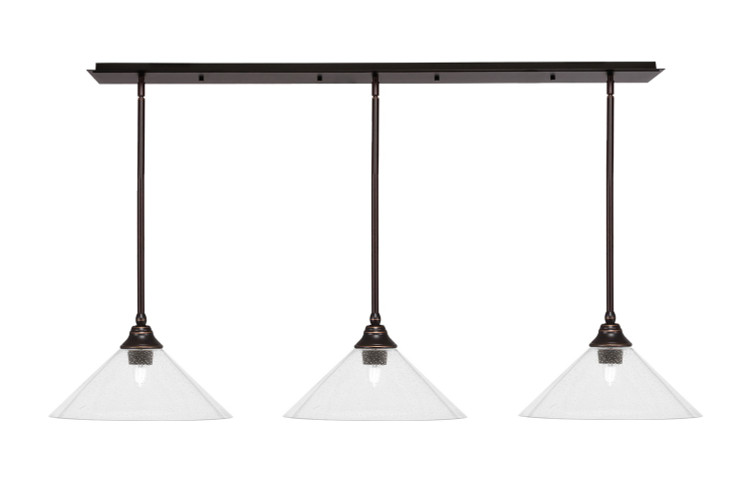 Toltec Lighting - 48-DG-308 - Three Light Linear Pendalier - Stem - Dark Granite