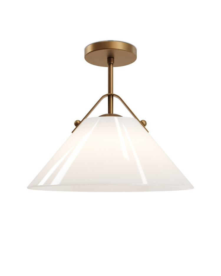 Currey and Company - 9000-1279 - One Light Pendant - Bronwen - Opaque White/Antique Brass