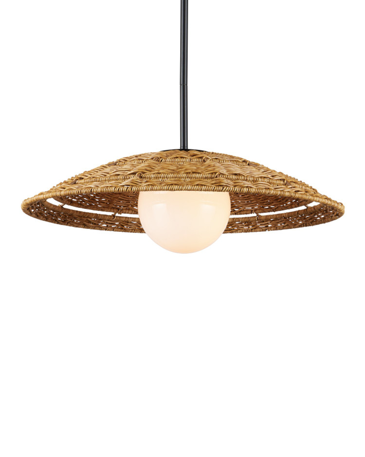 Currey and Company - 9500-0017 - One Light Pendant - Barbary - Natural / Black / Frosted White