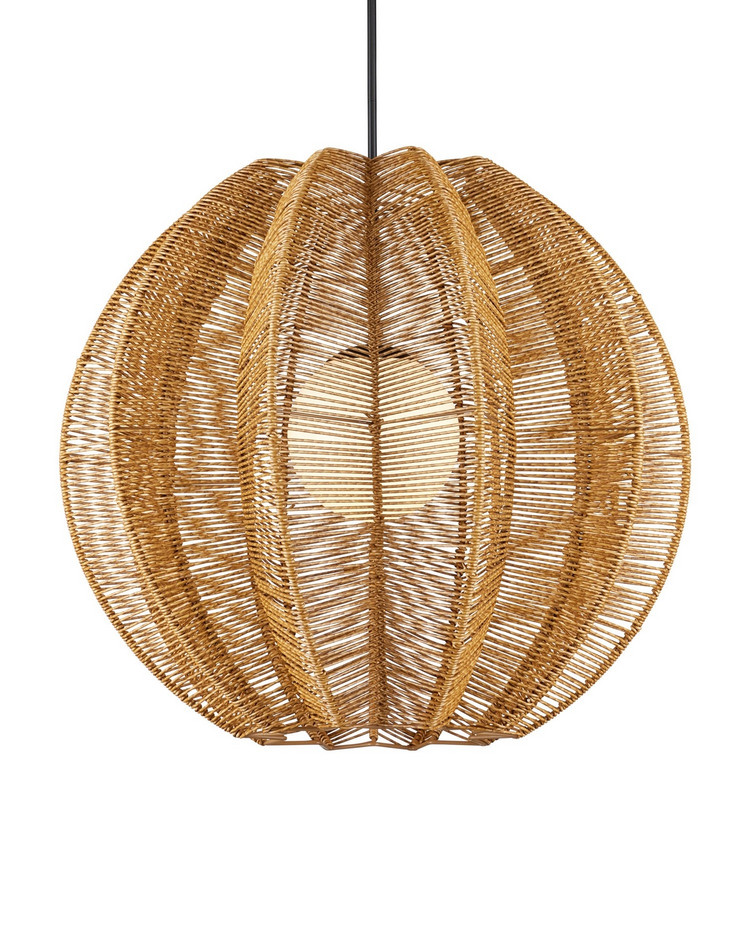 Currey and Company - 9500-0019 - One Light Pendant - Barbary - Natural/Black/Frosted White