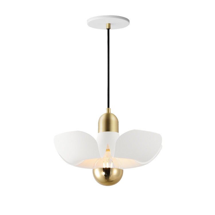 Maxim - 11391WTSBR - LED Pendant - Poppy - White/Satin Brass Maxim - 11391WTSBR - LED Pendant - Poppy - White/Satin Brass