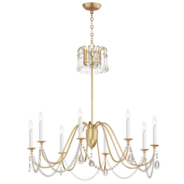 Maxim - 12168GL/CRY - Eight Light Chandelier - Plumette - Gold Leaf
