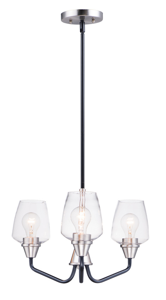 Maxim - 26124CLBKSN - Three Light Chandelier - Goblet - Black / Satin Nickel Maxim - 26124CLBKSN - Three Light Chandelier - Goblet - Black / Satin Nickel