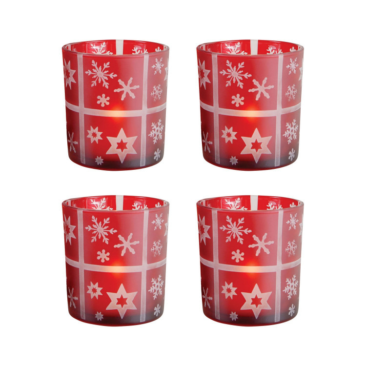 ELK Home - 393075/S4 - Set of 4 Votive - Festival - Red