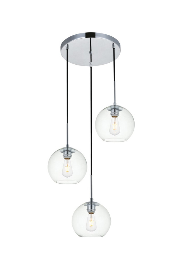 Elegant Lighting - LD2208C - Three Light Pendant - BAXTER - Chrome and Clear