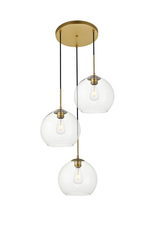 Elegant Lighting - LD2214BR - Three Light Pendant - BAXTER - Brass