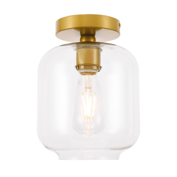 Elegant Lighting - LD2270BR - One Light Flush Mount - Collier - Brass and Clear glass