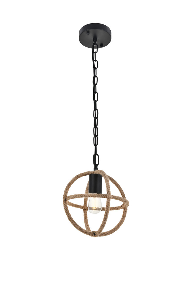 Elegant Lighting - LD4067D8BK - One Light Pendant - Octavia - Black And Linen