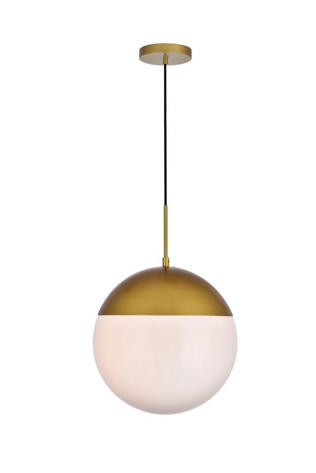 Elegant Lighting - LD6048BR - One Light Pendant - Eclipse - Brass and frosted white