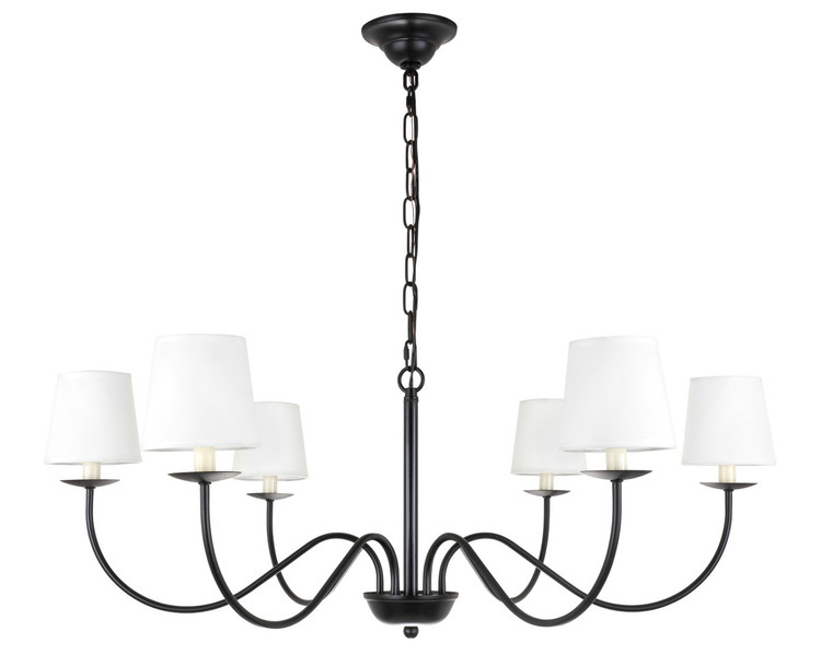 Elegant Lighting - LD6103D37BK - Six Light Chandelier - Eclipse - Black and White shade