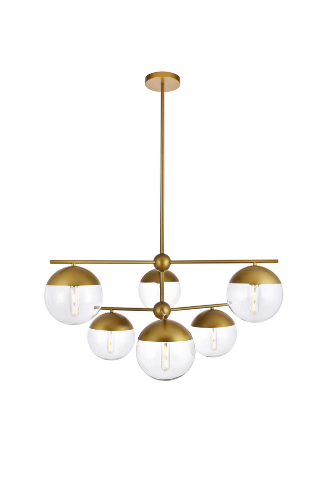 Elegant Lighting - LD6145BR - Six Light Pendant - Eclipse - Brass And Clear
