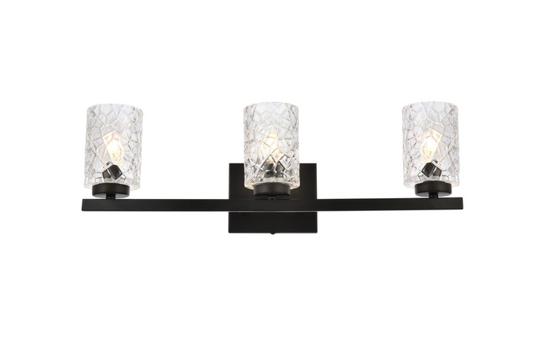 Elegant Lighting - LD7027W24BK - Three Light Bath - Cassie - Black and Clear Shade
