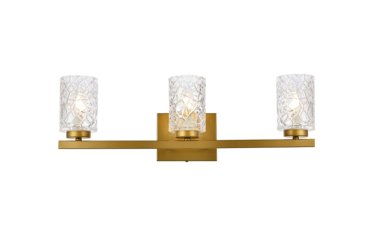 Elegant Lighting - LD7027W24BR - Three Light Bath - Cassie - Brass and Clear Shade