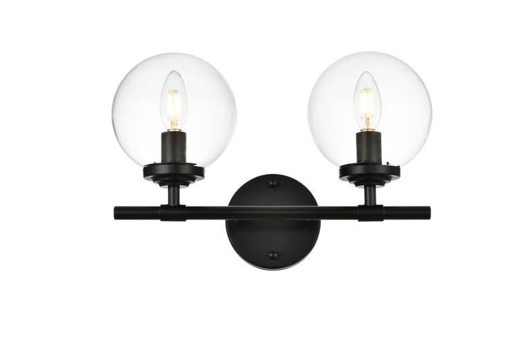 Elegant Lighting - LD7302W15BLK - Two Light Bath Sconce - Ingrid - Black