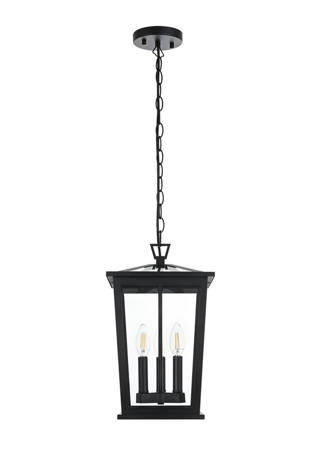 Elegant Lighting - OD332H16BK - Three Light Outdoor Pendant - Cayman - Black