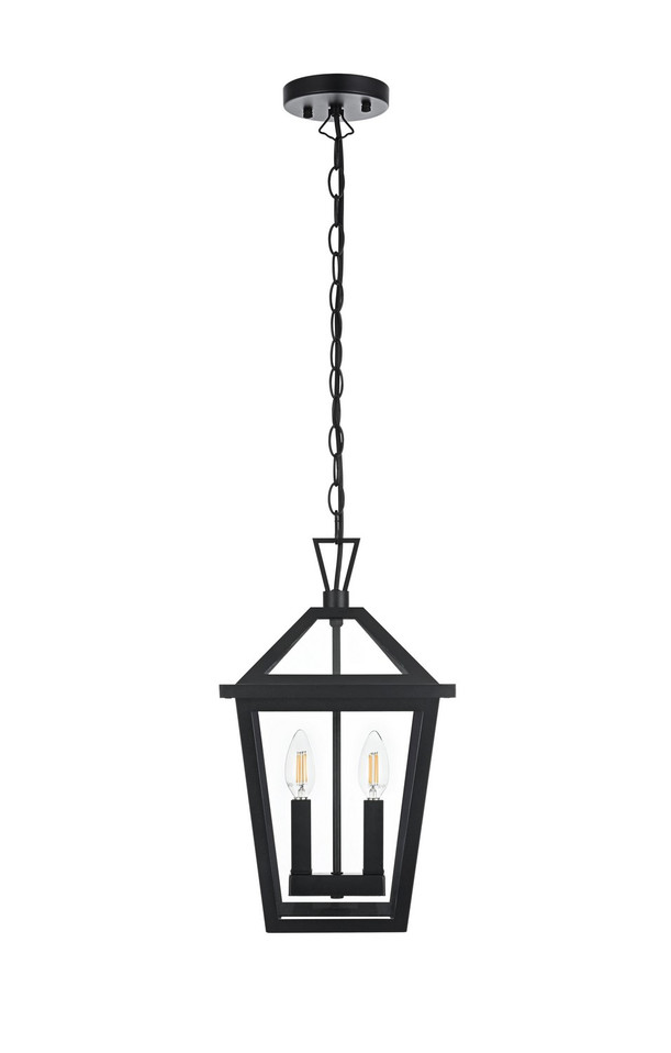 Elegant Lighting - OD334H17BK - Two Light Outdoor Pendant - Frankford - Black