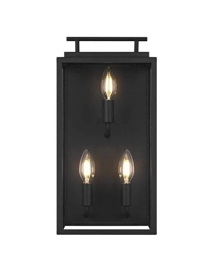 Elegant Lighting - OD418W17BK - Three Light Outdoor Wall Sconce - Valentin - Black