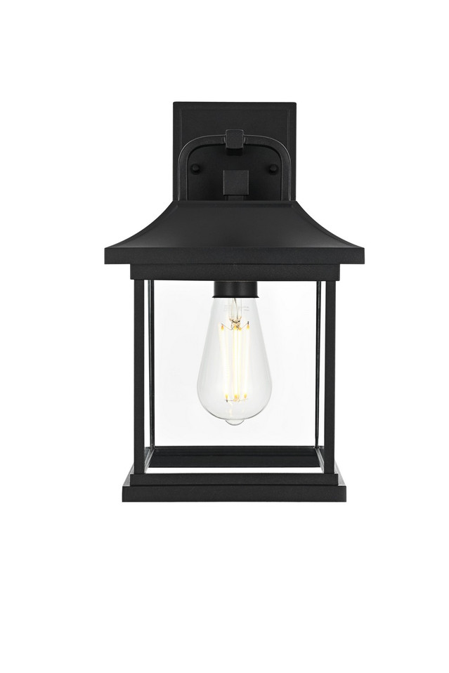 Elegant Lighting - OD612W13BK - One Light Outdoor Wall Sconce - Saul - Black and Clear