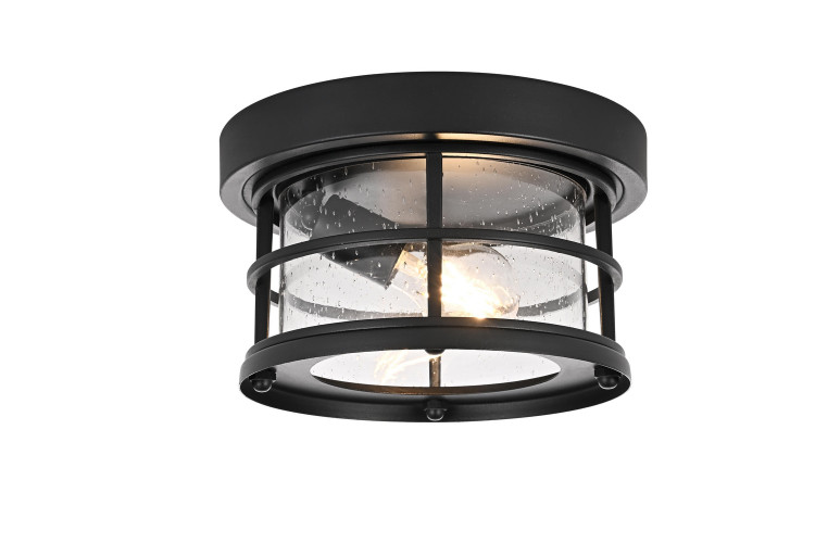 Elegant Lighting - OD614F10BK - One Light Outdoor Flush Mount - Carla - Black and Clear