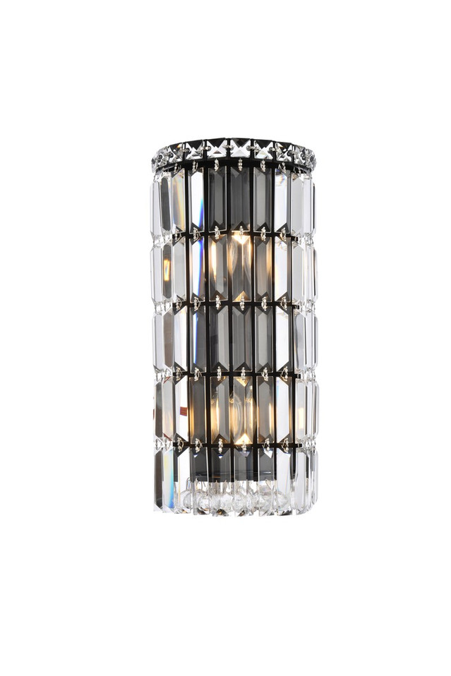 Elegant Lighting - V2030W8BK/RC - Two Light Wall Sconce - Maxime - Black and Clear
