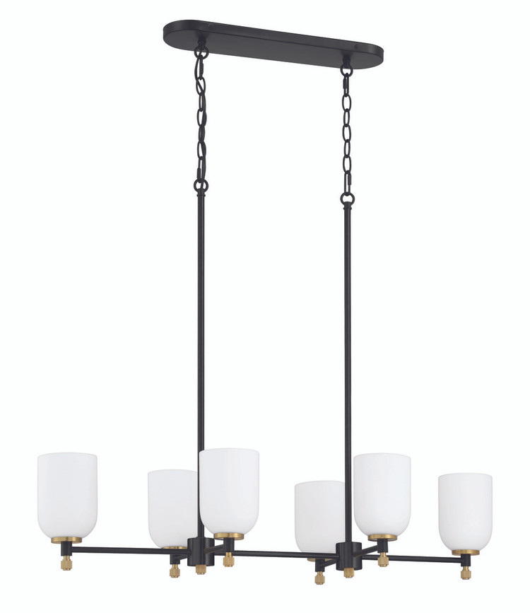 Craftmade - 60376-FBSB - Six Light Island Pendant - Council - Flat Black/Satin Brass