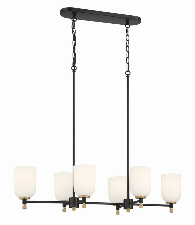Craftmade - 60376-FBSB - Six Light Island Pendant - Council - Flat Black/Satin Brass