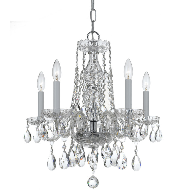 Crystorama - 1061-CH-CL-MWP - Five Light Mini Chandelier - Traditional Crystal - Polished Chrome Crystorama - 1061-CH-CL-MWP - Five Light Mini Chandelier - Traditional Crystal - Polished Chrome